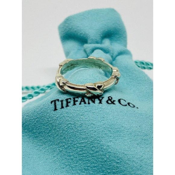 Tiffany & Co Silver Signature X Stacking Ring Band Sz 7.25 - Picture 8 of 9